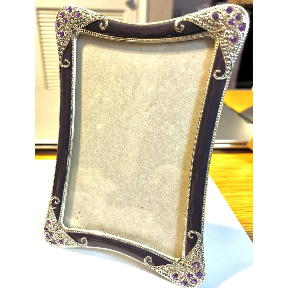 6 x 4 1/2 Dark Purple Picture Frame with Bling